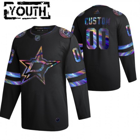 Dallas Stars Custom 2021-22 Schillerndes holografisches Schwarz Trikot Authentic - Kinder